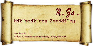 Mészáros Zsadány névjegykártya